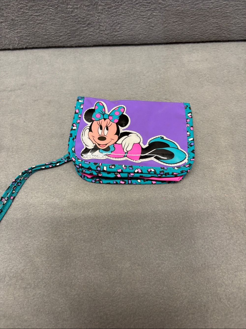 Disney‎ Minnie Mouse Purple and Teal Kids Wristlet Purse